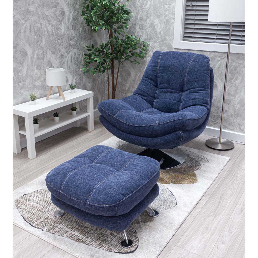Axis Chair and Footstool - Sapphire Blue