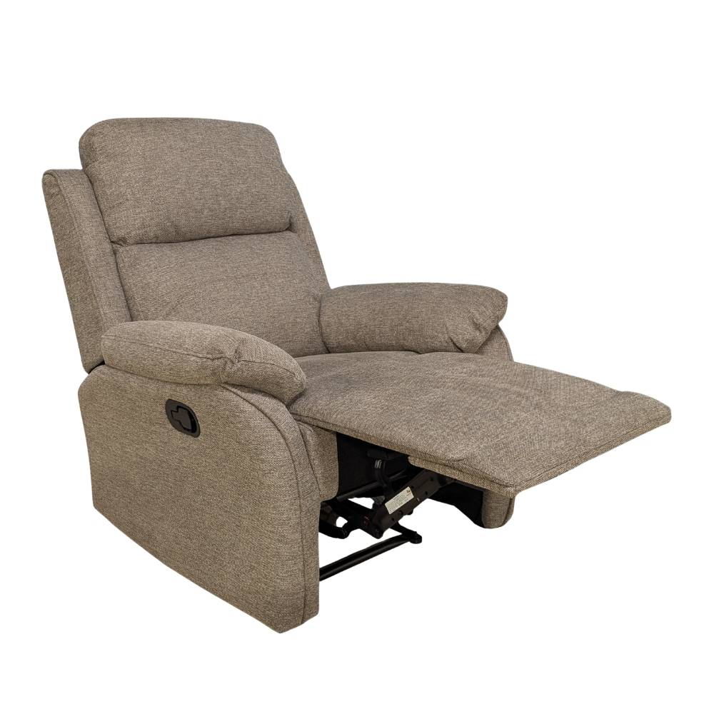 Grey recliner chair on a white background