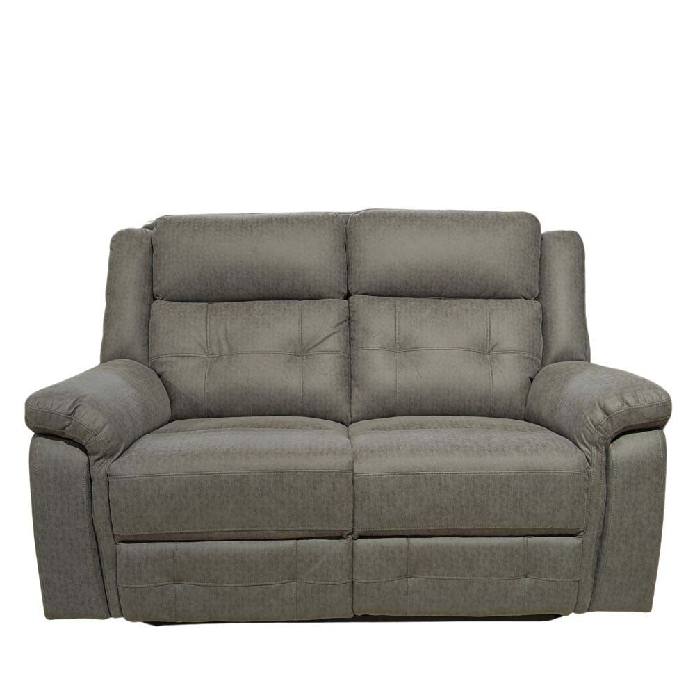 Gray reclining 2 seater sofa on a white background