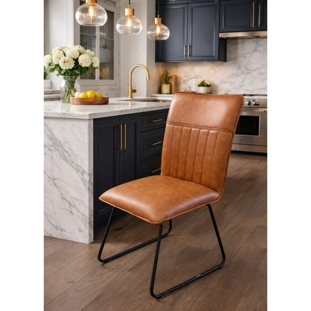 Cognac dining chair in a kitchen setting