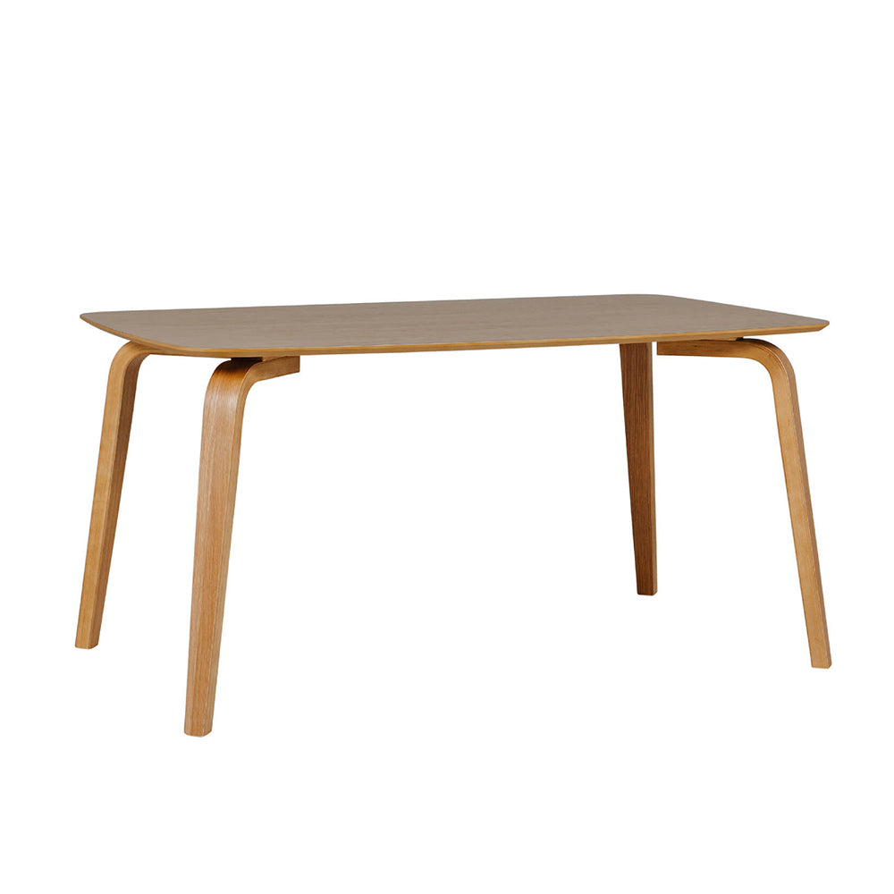 Wooden dining table on a white background