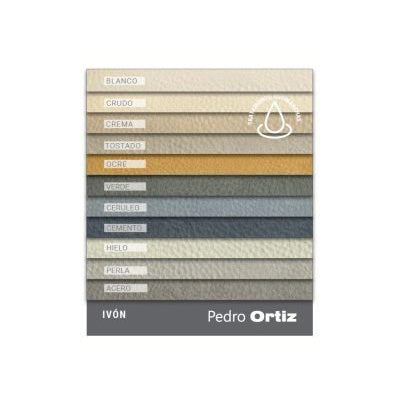 Color swatch chart for 'Pedro Ortiz' with various color names and shades.