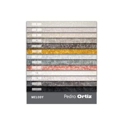 Color swatch book titled 'Melody' by Pedro Ortiz with color samples on a white background.