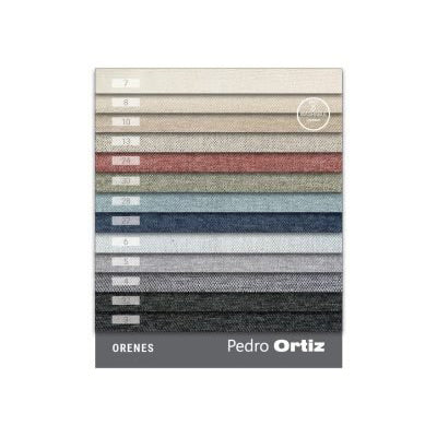 Color swatch book by Pedro Ortiz with fabric samples on a white background