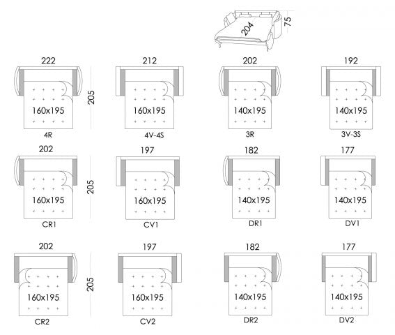 Bolero Sofa Bed Sizes and Depths