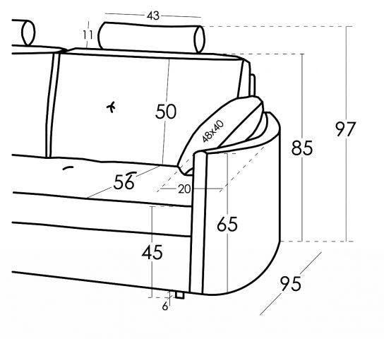 Bolero Sofa Bed Dimensions and Schematics