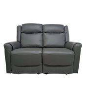 Gray electirc reclining leather sofa on a white background