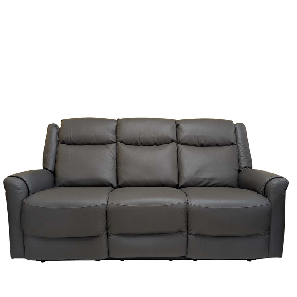 Grey leather sofa on a white background