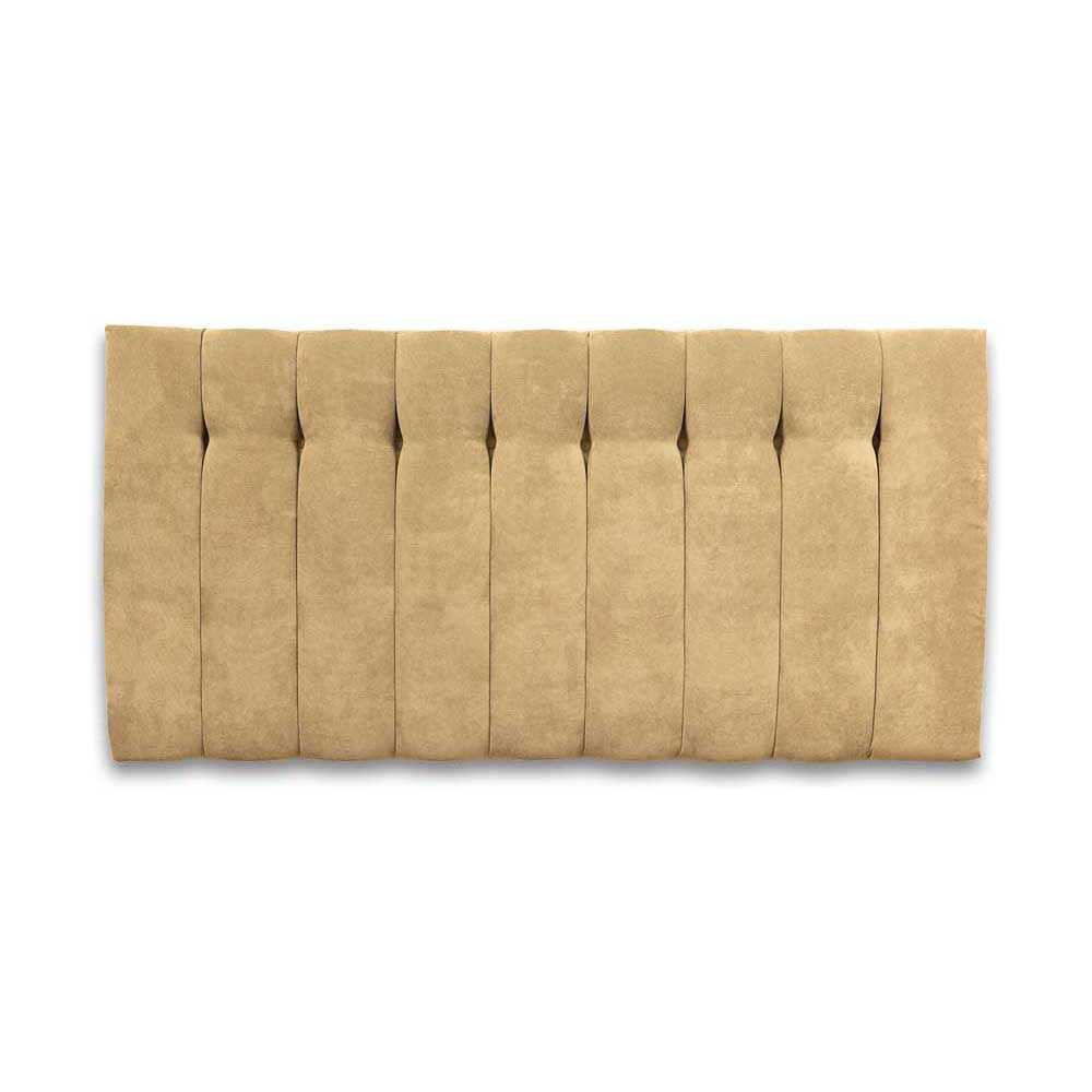Beige upholstered headboard on a white background