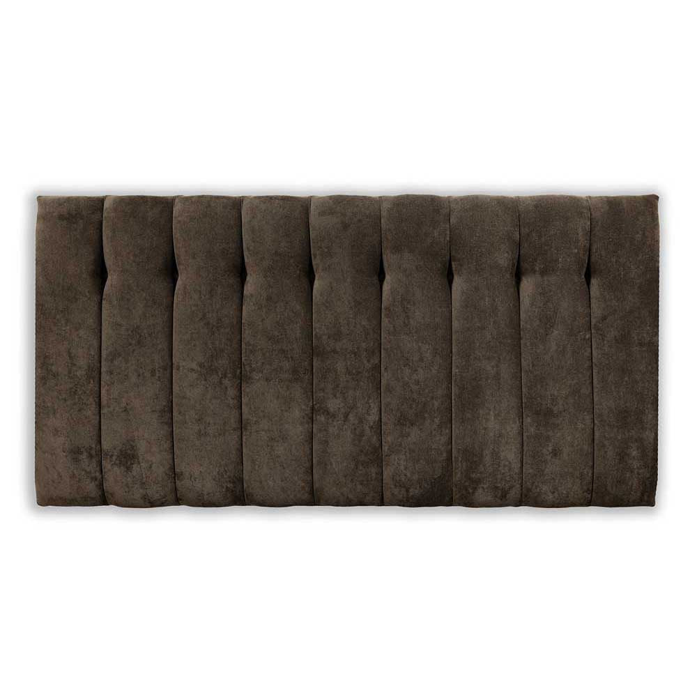 Brown upholstered headboard on a white background