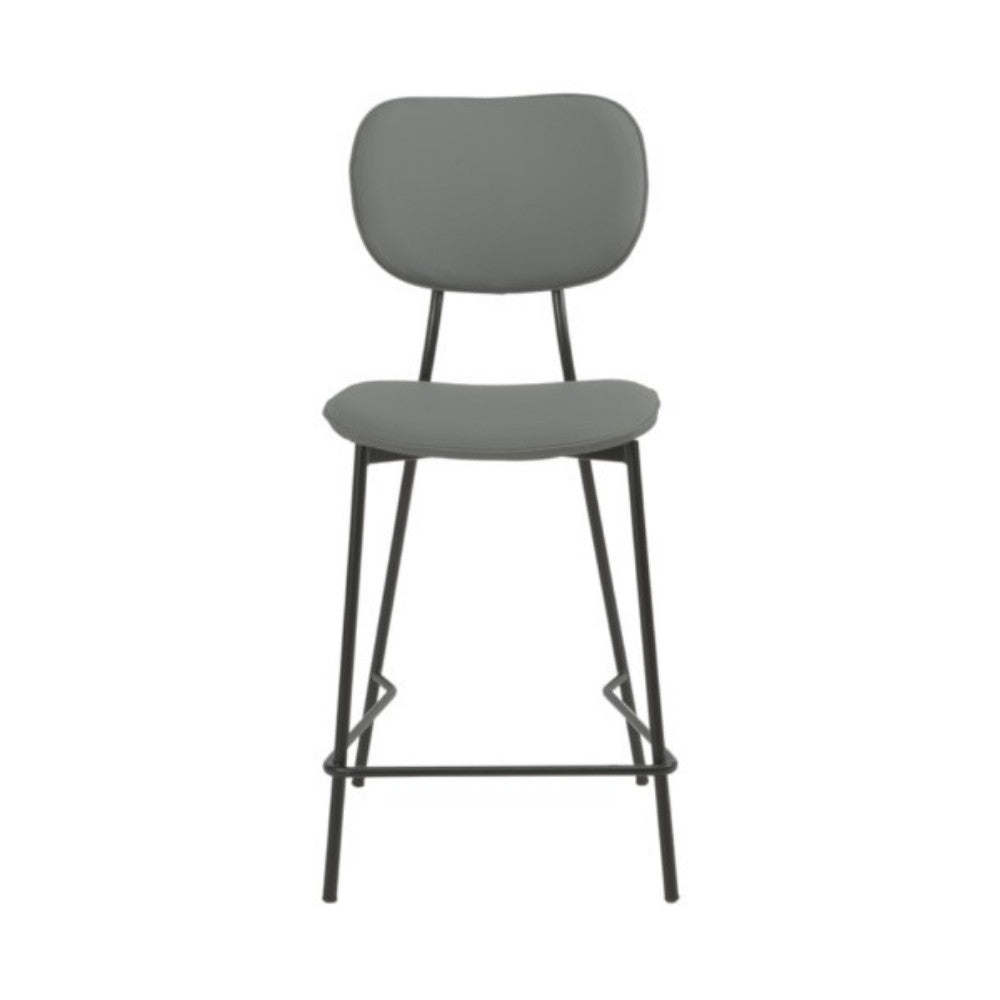 Gray bar stool with black metal legs on a white background