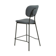 Midnight blue bar stool with black metal legs on a white background