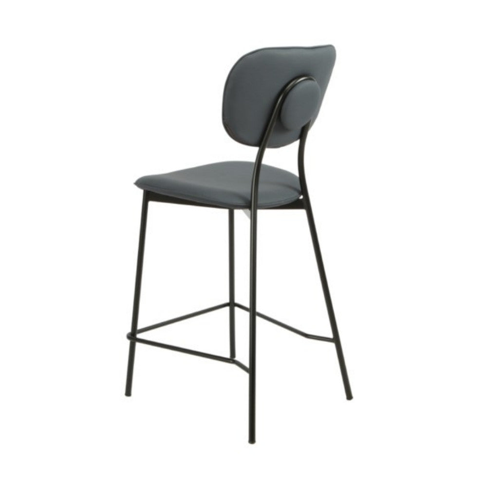 Midnight blue bar stool with black metal legs on a white background