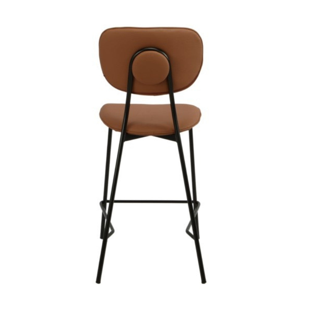 Slamon / cognac bar stool with black metal legs on a white background