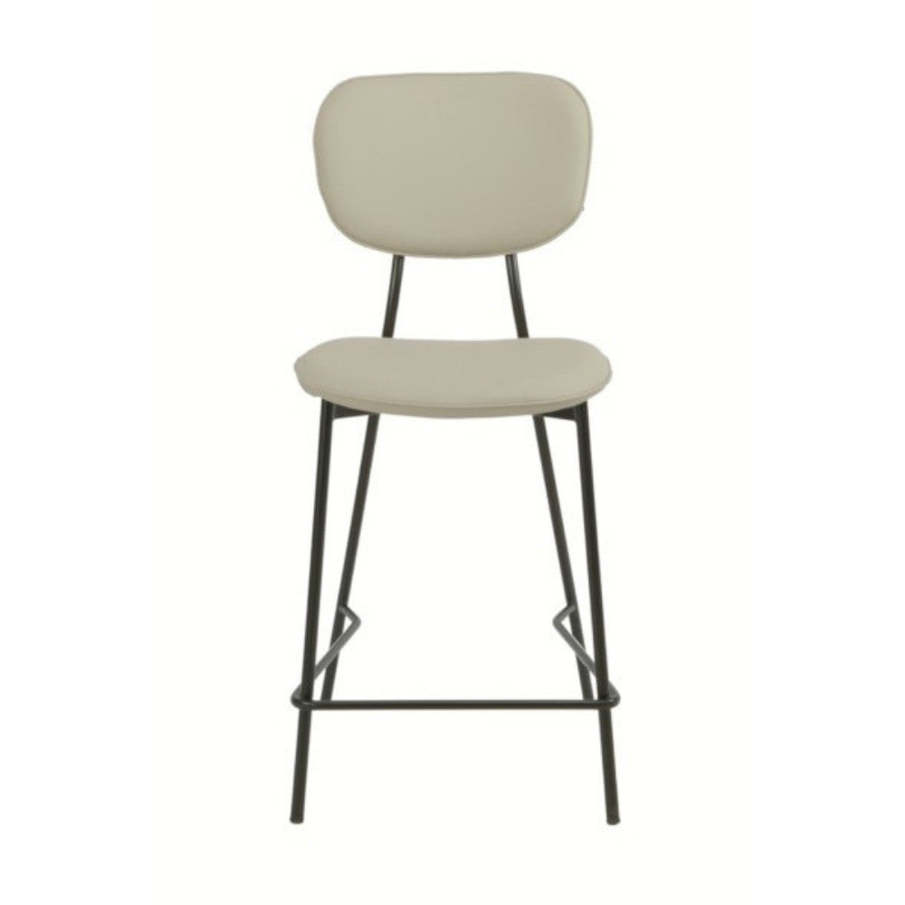 Beige / taupe bar stool with black metal legs on a white background