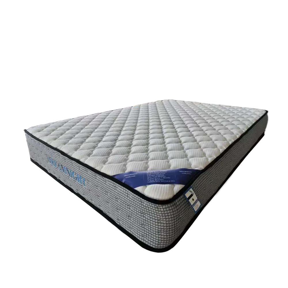 Mattress with a brand label on a white background