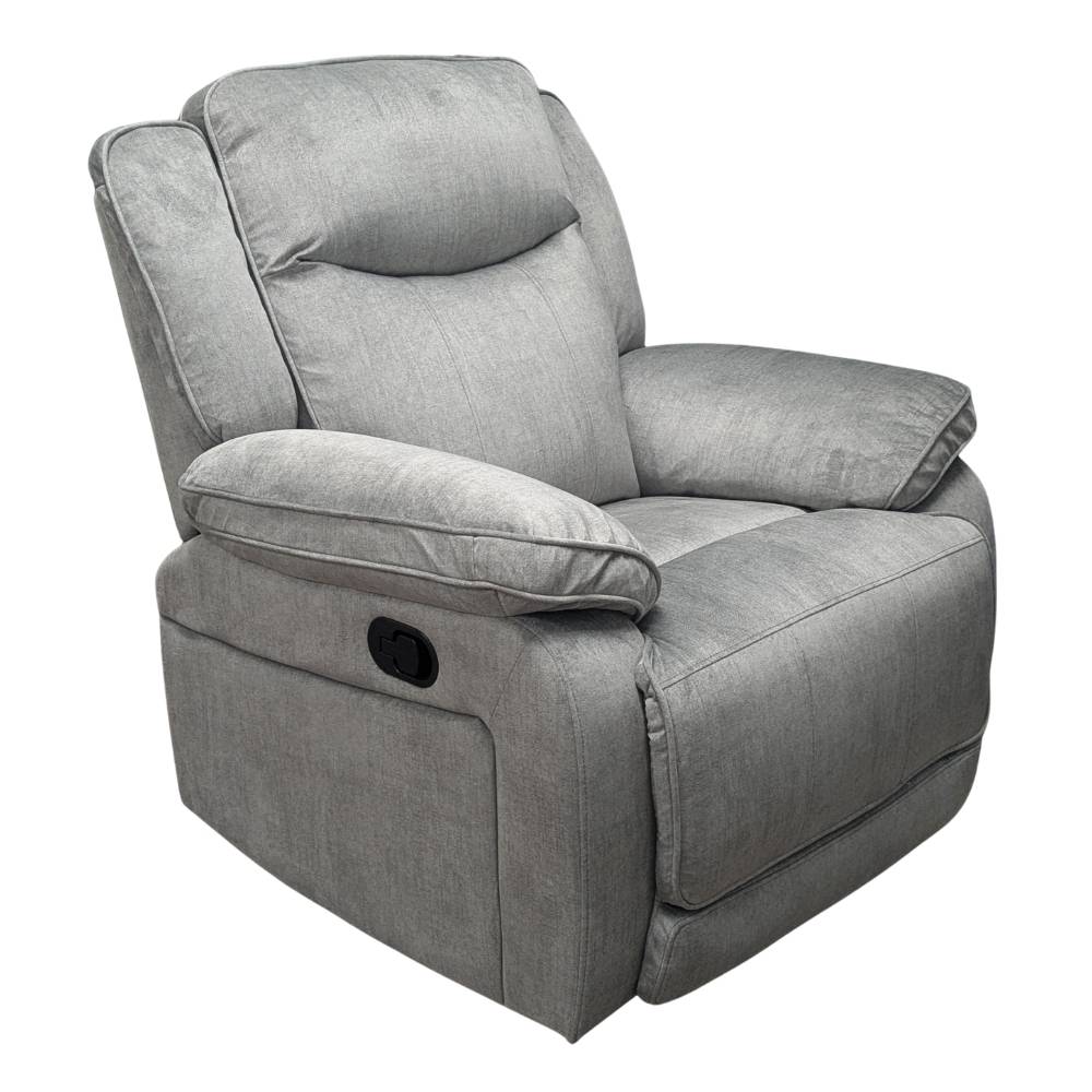 Silver - grey rocking manual recliner armchair
