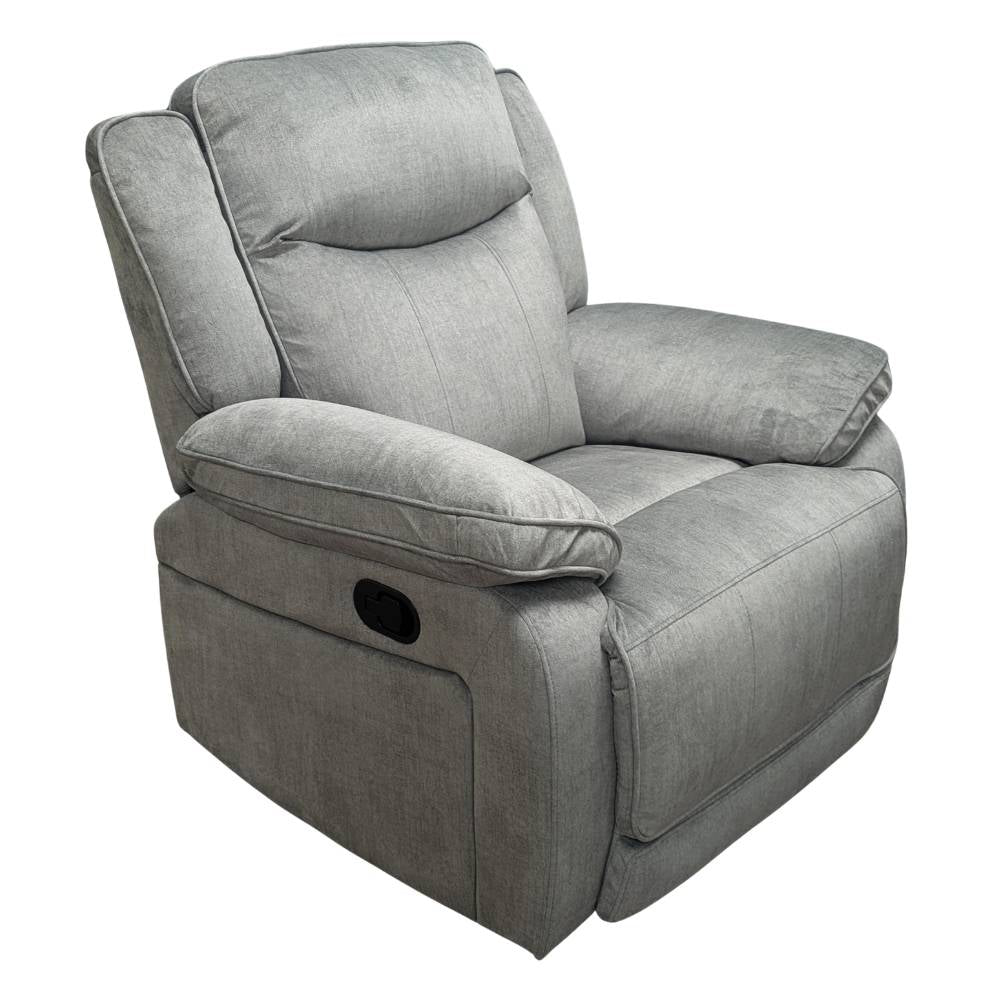Silver - grey rocking manual recliner armchair