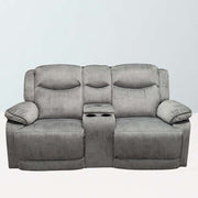 Silver - grey 2 seater sofa with built in cup holders and wireless charging plate