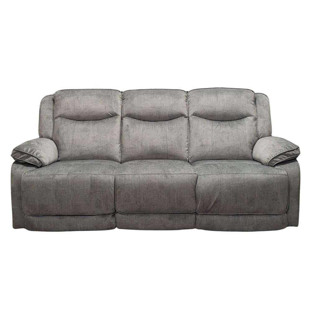 Silver - grey 3 seater electric reclining sofa with built in USB charger
