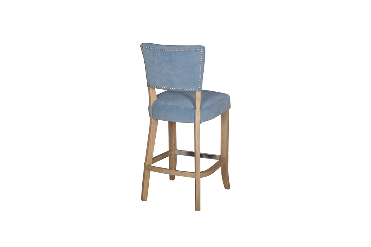 Duke Bar Chair Velvet - Blue