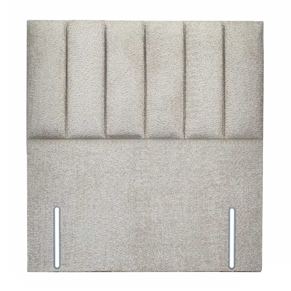 Silver / Gray upholstered headboard with a textured finish on a white background