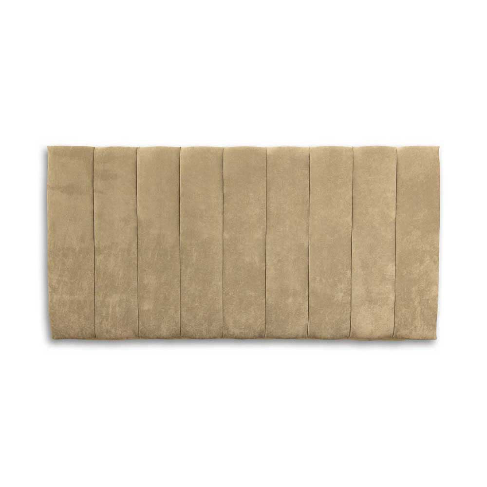 Beige headboard with pleated design on a white background