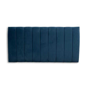Navy blue headboard panel on a white background