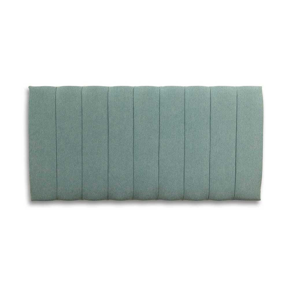Jade wool headboard with a pleated design on a white background