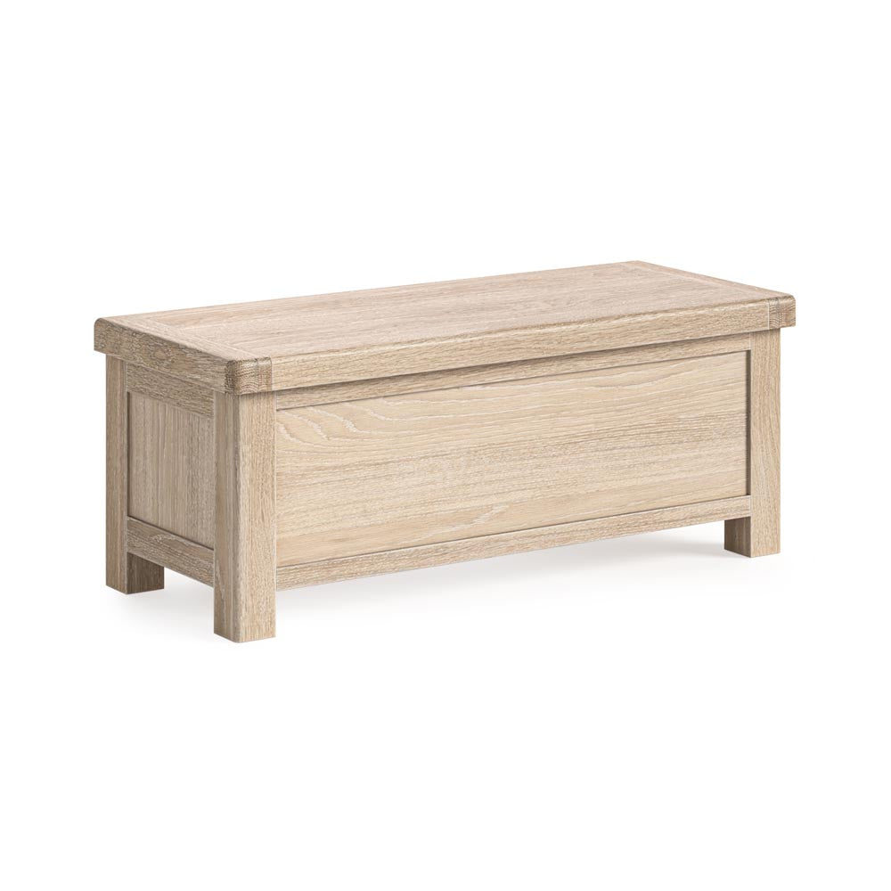 Wooden storage clanket box on a white background