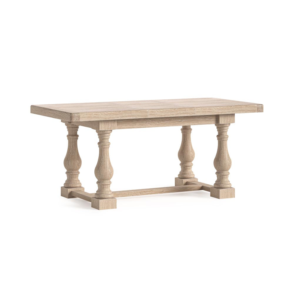 Wooden table with turned legs on a white background
