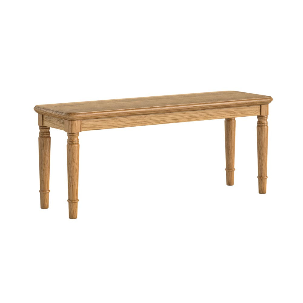 Wooden dining bench on a white background