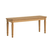 Wooden dining bench on a white background