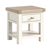 Lampt Table with drawer, white washed oak top and white painted body 