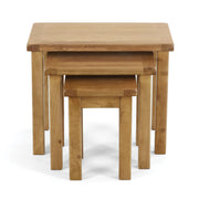 nest of 3 oak tables, front view