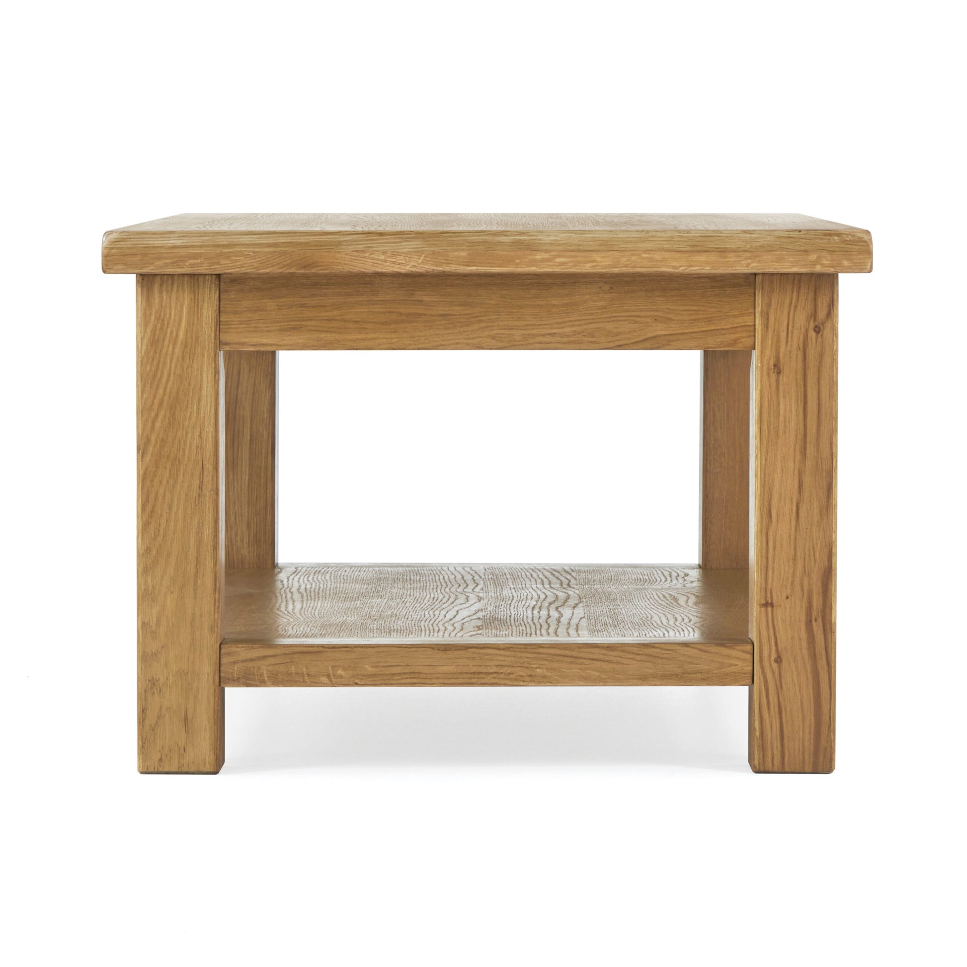 oak rectangular coffee table with storage shelf underneath