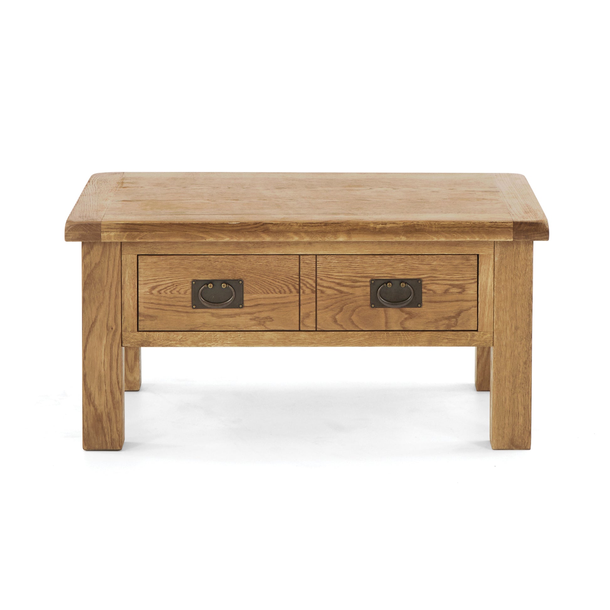 oak coffee table with 2 drawers