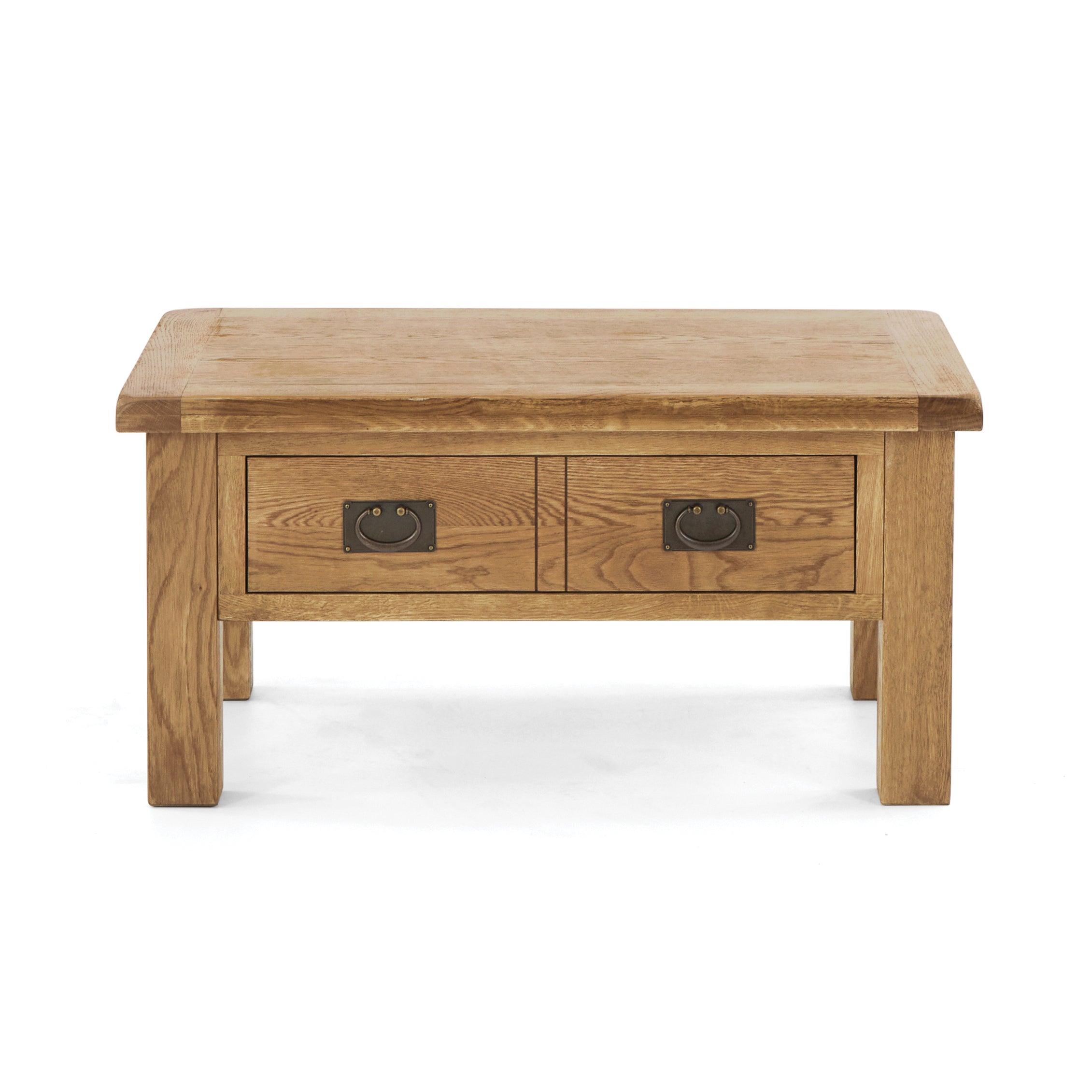 oak coffee table with 2 drawers
