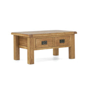 oak coffee table with 2 drawers