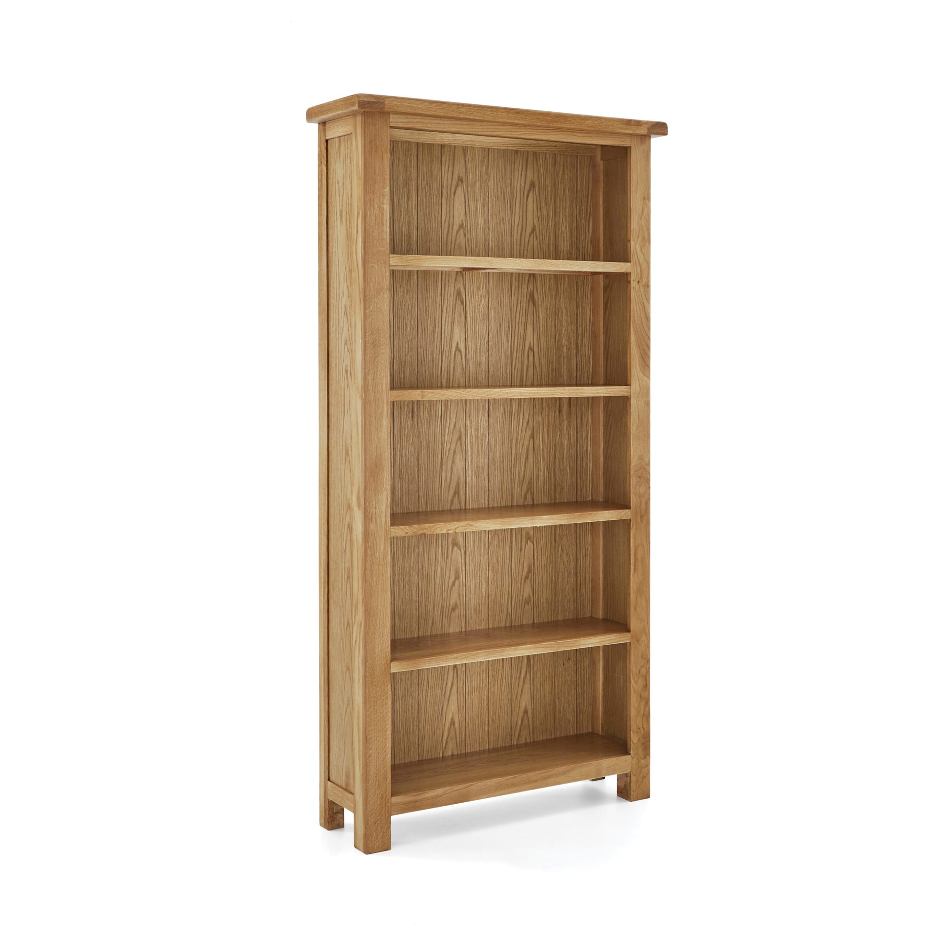 tall narrow wide 5 shelf oak bookcase