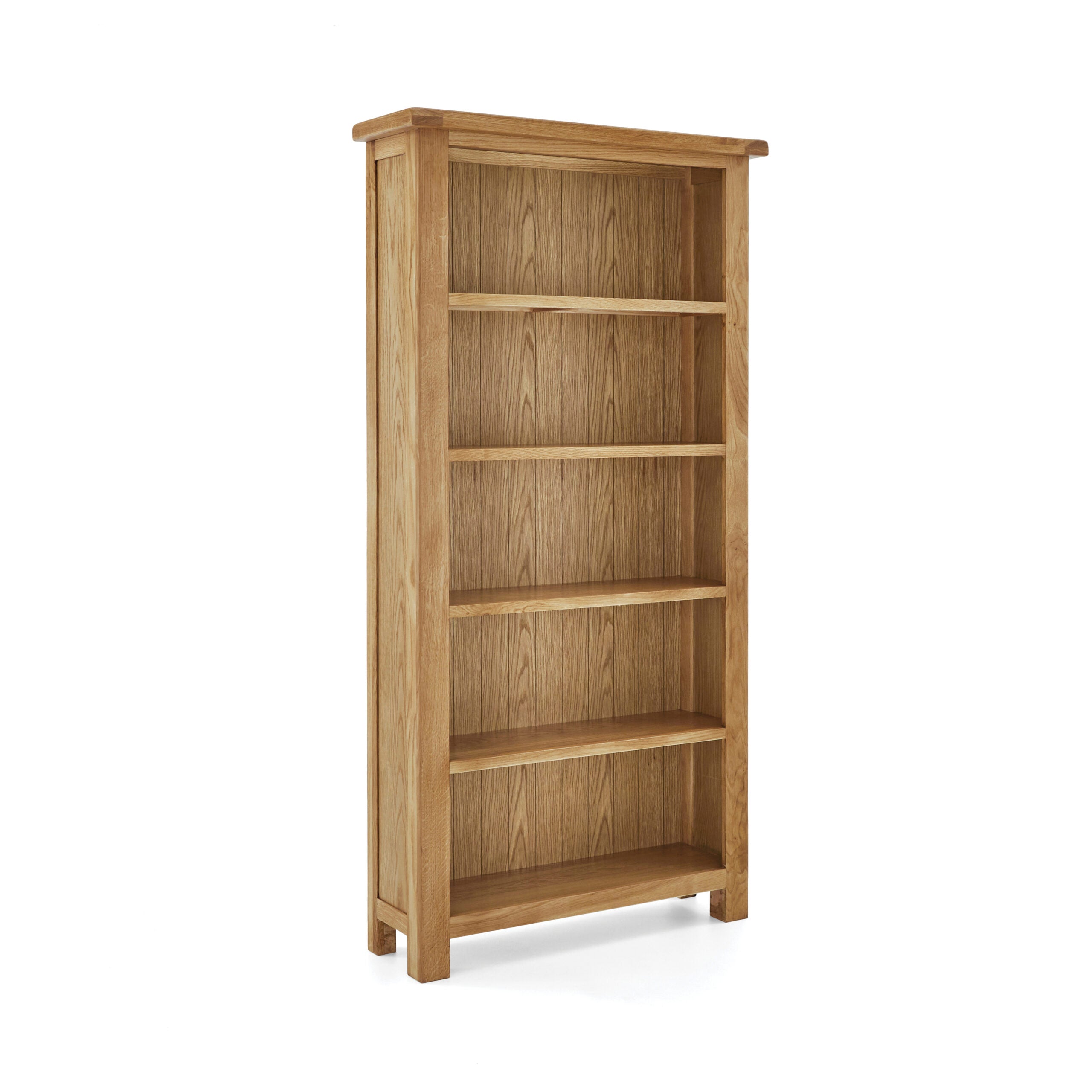 tall narrow wide 5 shelf oak bookcase