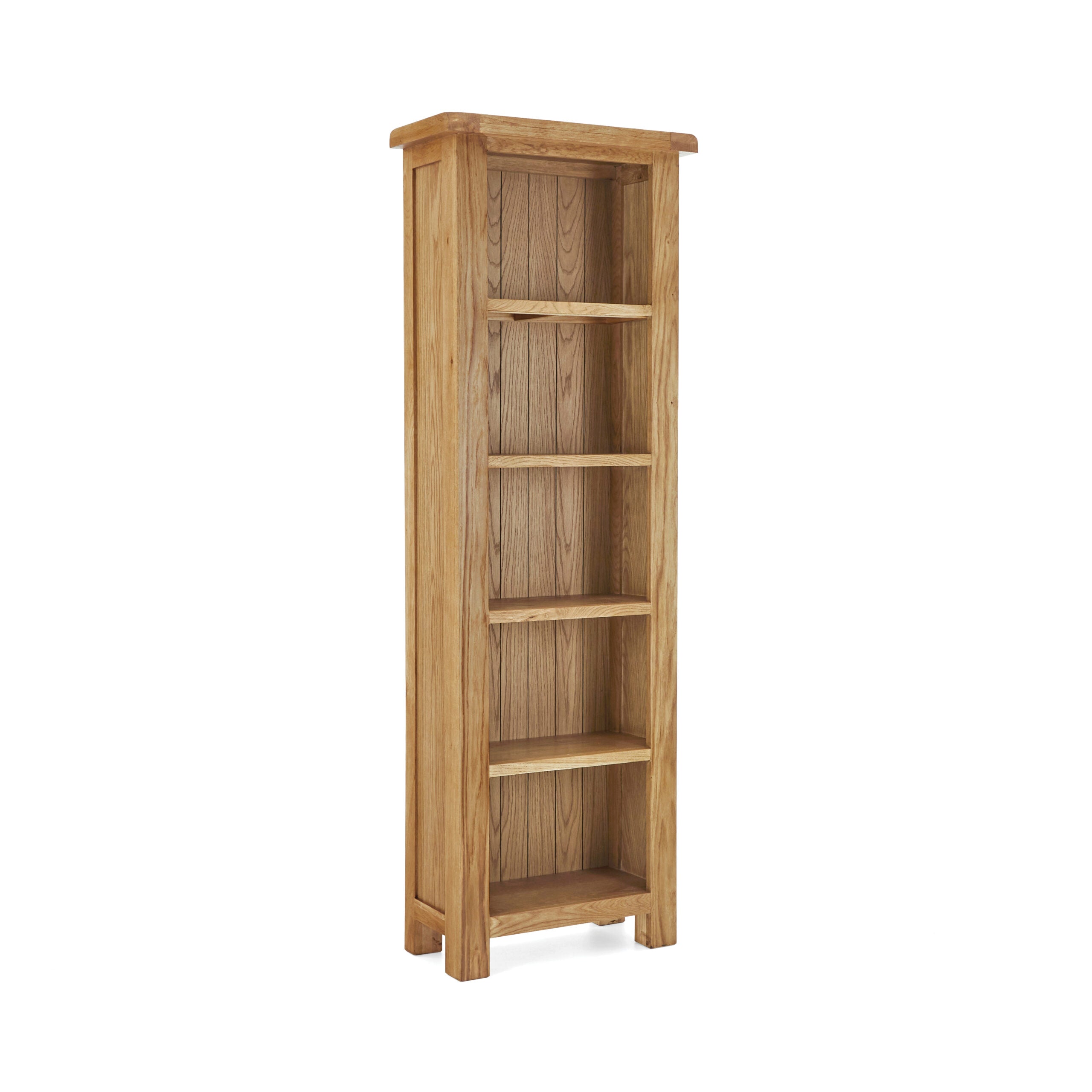 tall narrow 5 shelf oak bookcase