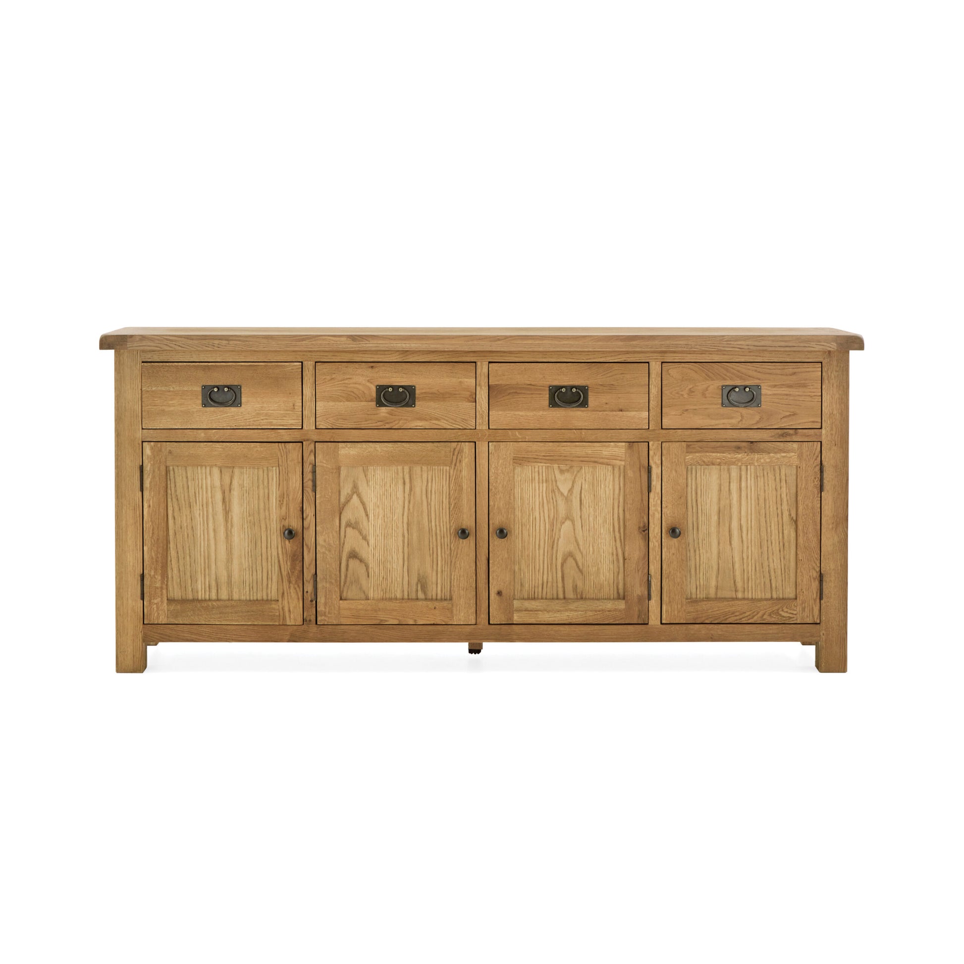 extral large oak sideboard with 4 drawers and 4 cupboard doors.