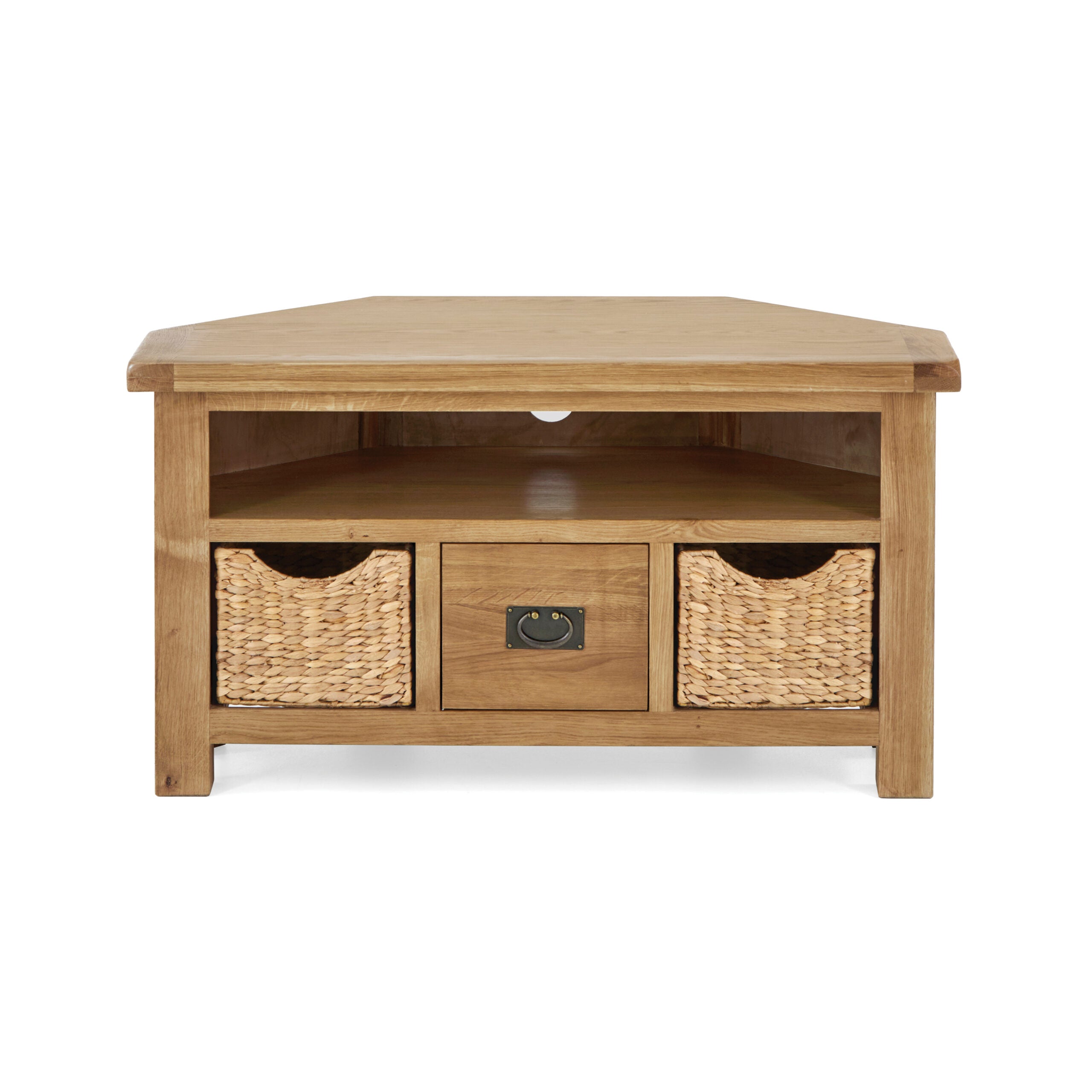 Salisbury Oak Corner TV Unit with Baskets