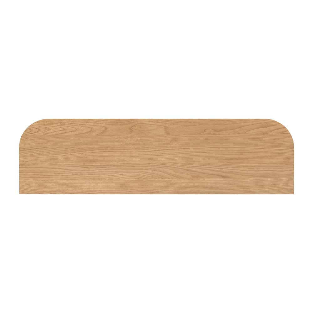 View from above of a Wooden tv unit with a natural finish on a white background