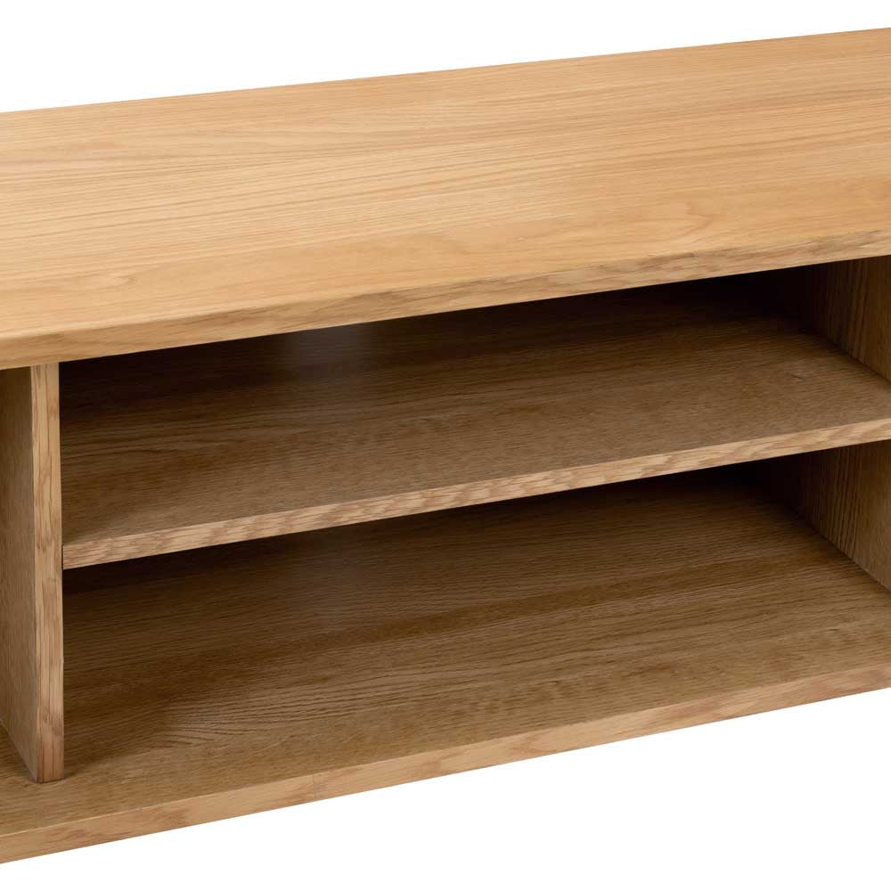 Wooden shelf with two shelves on a white background