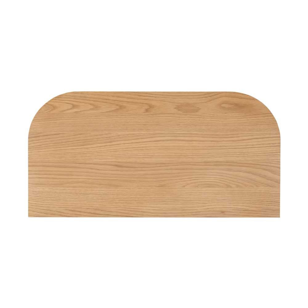 View from above. Wooden freestanding cupboard with a curved design on a white background