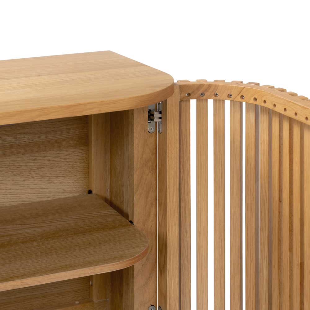 Wooden freestanding cupboard with a door on a white background