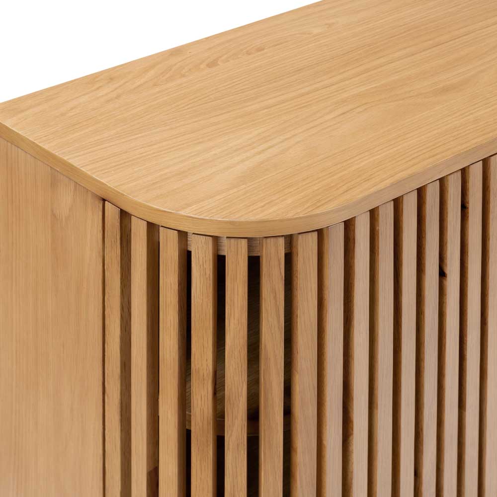Wooden sideboard with slatted design