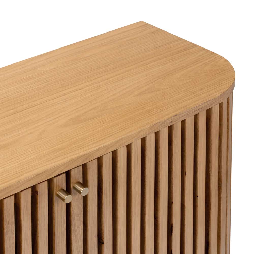 Wooden sideboard with slatted design